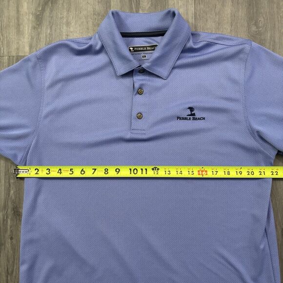 Pebble Beach Blue Golf Polo Shirt Men's Size Large Dry Luxe Performance - Picture 5 of 7